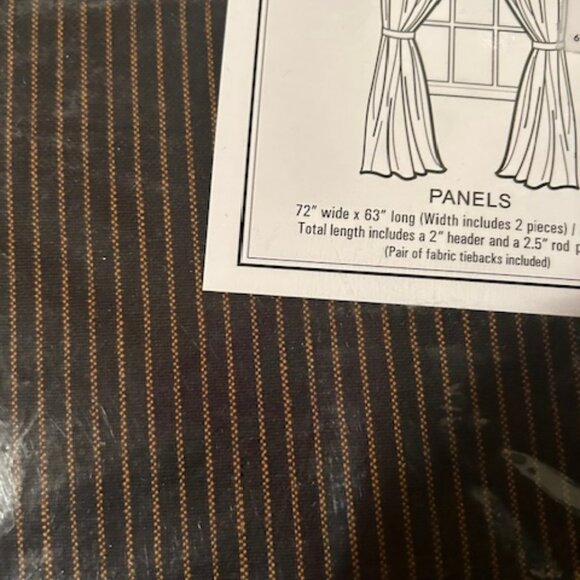 New Primitive Black Ticking Curtains - Picture 2 of 4
